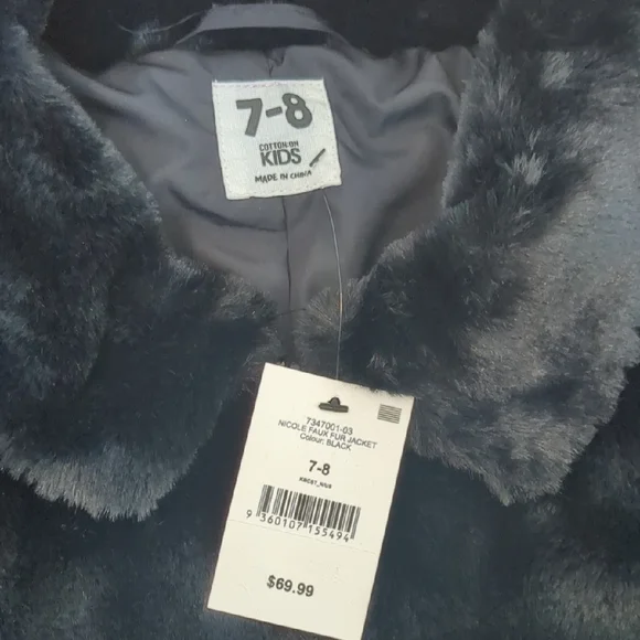 Cotton On Kids Black Fuzzy Jacket - Picture 7 of 10